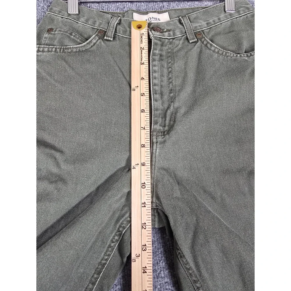 Jones Sport Womens Olive Green‎ Canvas Pants Size 6 High Rise Straight Leg